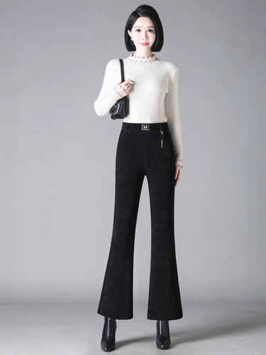 Golden Mink Tapered Women's Pants Autumn/Winter Thickening Slimming Mother's Pants Small Leg Pants Elastic Waist Casual Mature High-Waist