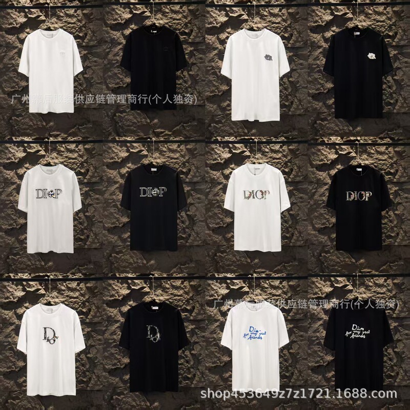 Authentic D Dior 2026 New Classic Logo Embroidery Casual Loose Pullover Short-Sleeve T-Shirt Export In-Stock Trendy Authentic D Dior 2026 New Classic Logo Embroidery Casual Loose Pullover Short-Sleeve T-Shirt Export In-Stock Trendy