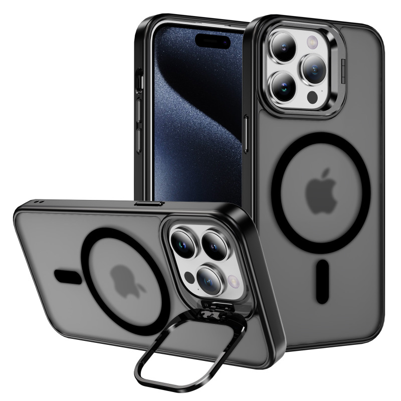 国境を越えて人気のある新型はアップルiphone16携帯ケース15promax肌感磁気吸引スタンド保護カバーを適用している|undefined