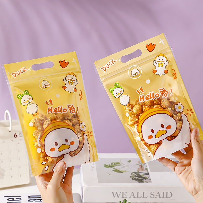 新しいかわいい雪花ショートニング自立袋牛圧延糖チャック袋透明クッキー月餅自封袋50個入り|undefined