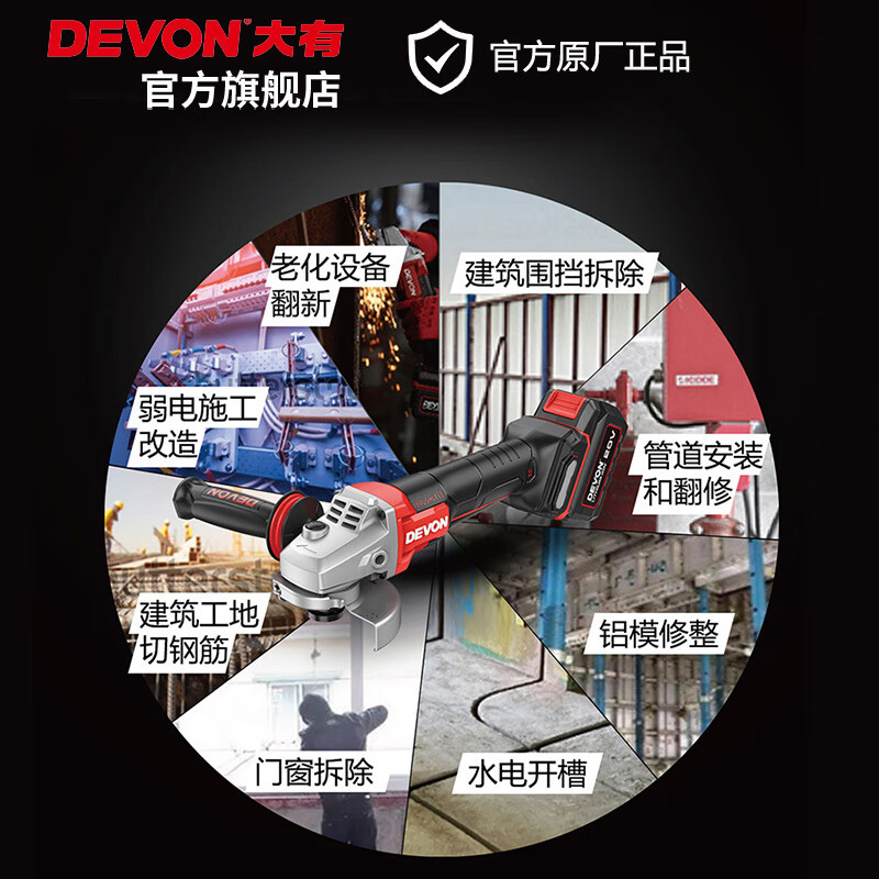 Gran litio (Devon) 20V sin escobillas bajo el interruptor de ángulo de molienda 2909 máquina de corte de carga máquina de pulido industrial pesada