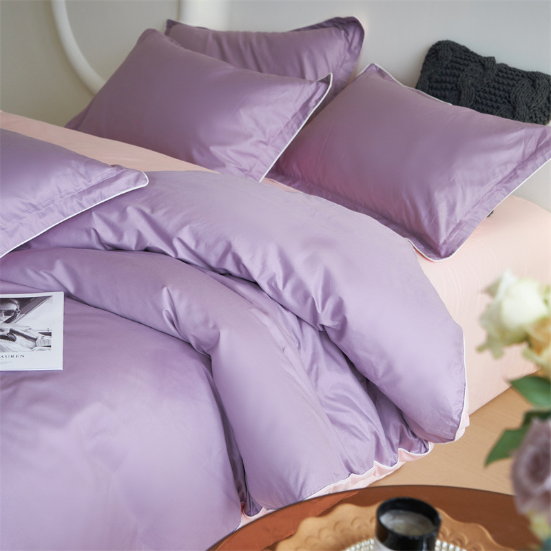 Elegant Maillard Solid Colour Cotton Duvet Cover Four-piece Set_voghion.com