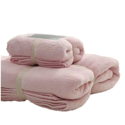 Adult super fiber absorbent and super soft lint-free bath towel and face towel set solid color bath travel set