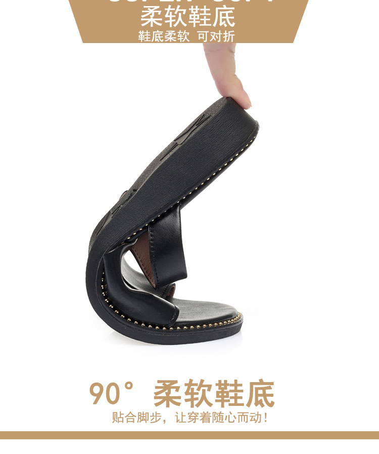 Dép sandal nữ quai chữ V đế mềm da thời trang — nâu chi tiết 5