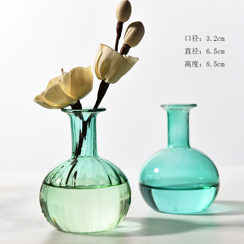 Nordic ins colorido florero de vidrio de aromaterapia a rayas planta hidropónica salón de escritorio decoración de botellas de aromaterapia sin fuego