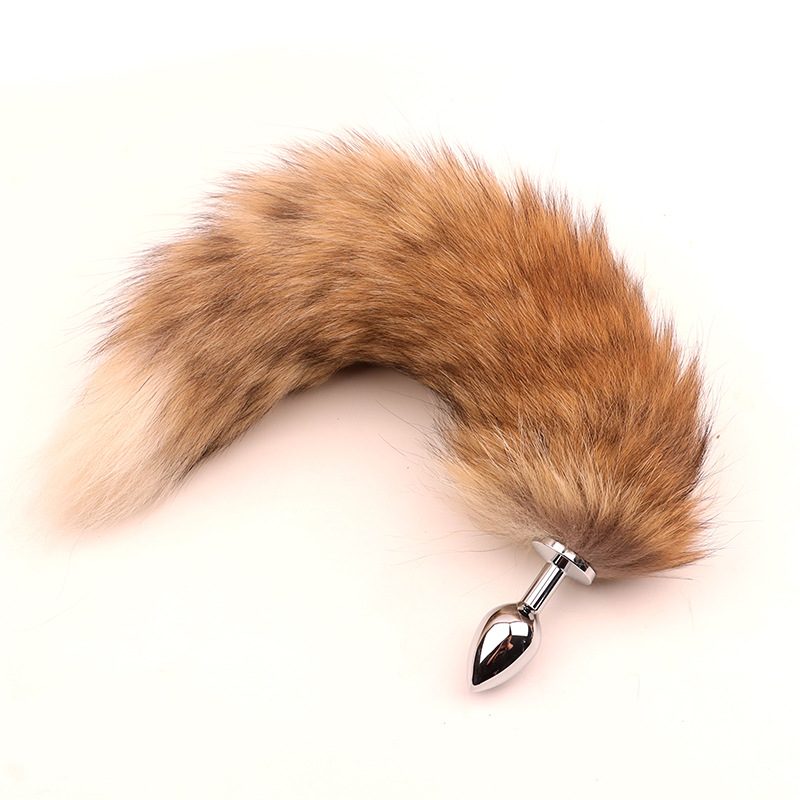 Fox Tail Metal Anal Plug with Plush Cross Fox Tail, Blue Cosplay Design — detail image 7