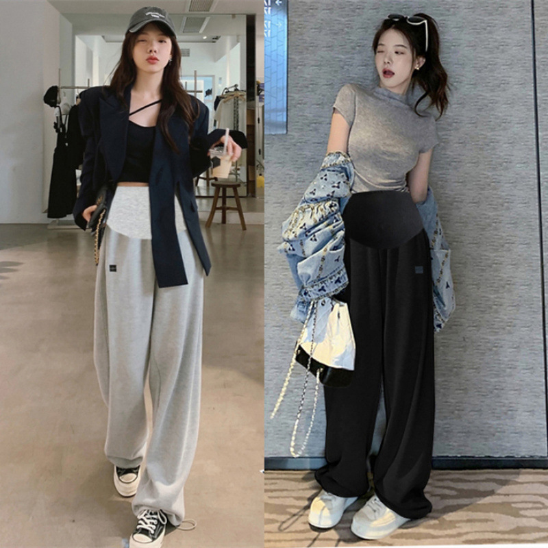 2025 Autumn and Winter New Style Letter Print Jogger Pants for Pregnant Women, Fleece-Lined Straight-Leg Casual Loose Sweatpants 2025 Autumn and Winter New Style Letter Print Jogger Pants for Pregnant Women, Fleece-Lined Straight-Leg Casual Loose Sweatpants