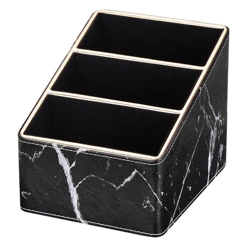 Caja de almacenamiento nórdica patrón de mármol caja de almacenamiento de papelería de escritorio caja de organización de control remoto titular de la pluma de cuero multifuncional