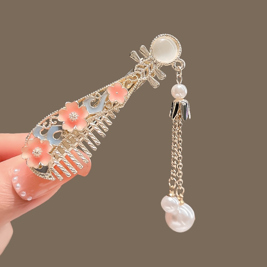 古風花朵琵琶髮夾氣質劉海夾側邊夾網紅髮卡漢服頭飾時尚鴨嘴夾