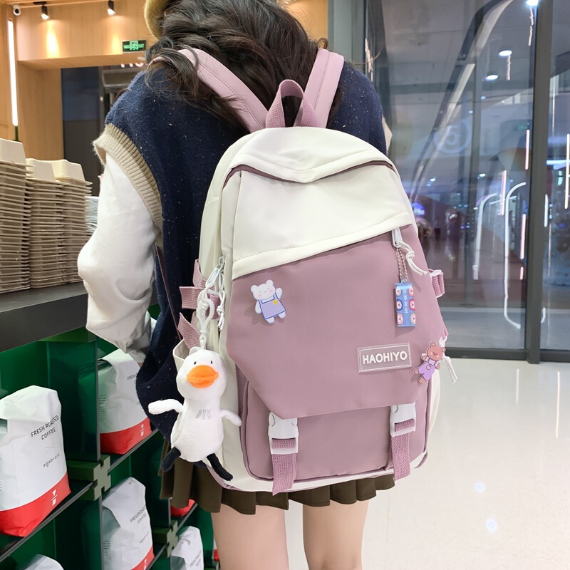シンプル大容量高颜値大学生かばん女子高校生パソコン背背小衆原宿風男ランドセル|undefined