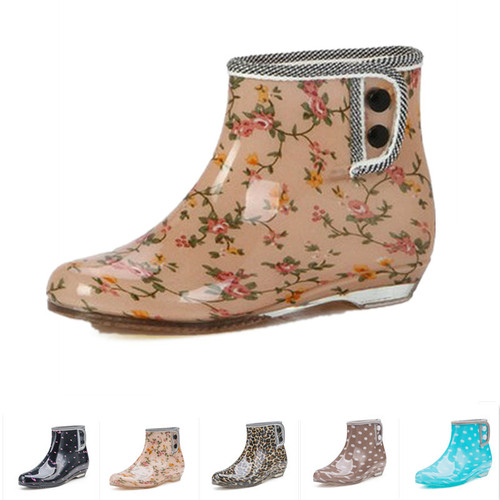 Fashionable rain boots for women, garden rain boots, short tube, plus velvet overshoes, water shoes, rubber shoes, rain or shine water boots