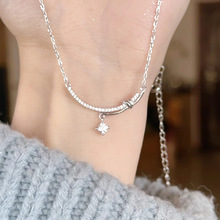 微笑项链女气质轻奢小众设计微镶锆石笑脸锁骨链不锈钢2023年新款