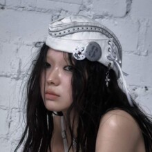 朋克风街头海军帽子女生穿搭拍照蝴蝶结复古水手帽船帽潮复古拍照