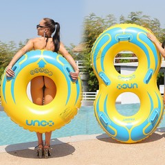 Extra thick double mother and child 8-figure swimming ring, mandarin duck swimming ring, thickened handle, safe parent-child couple adult swimming ring