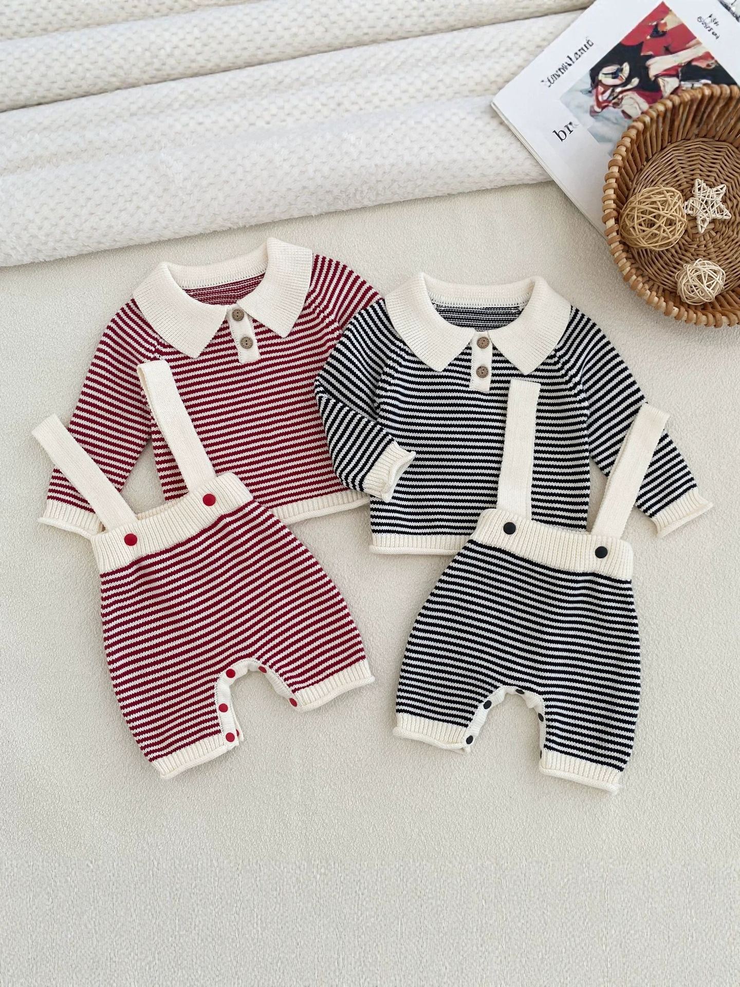 Classic cotton autumn knitted overall for boys