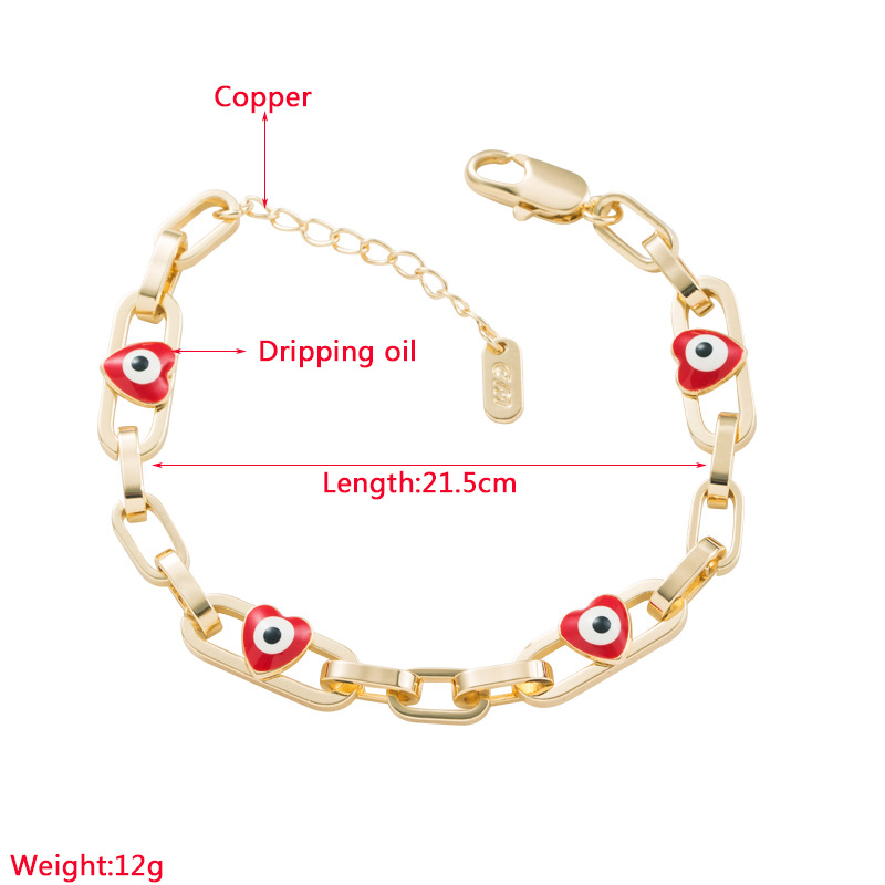 Fashion Heart Shape Copper Bracelets Enamel Copper Bracelets