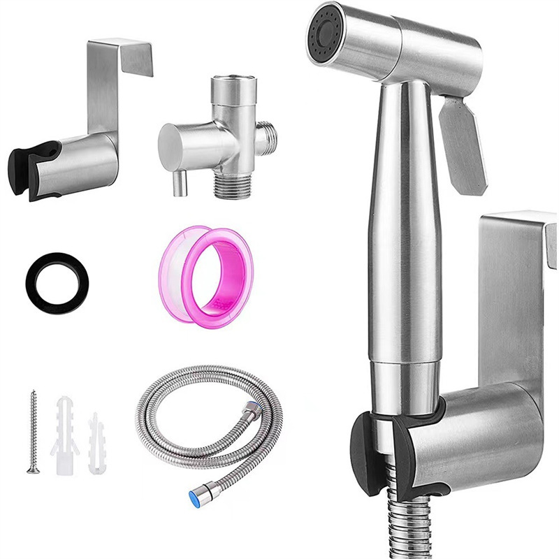 304 Stainless Steel Toilet Companion Spray Gun Flusher Booster Nozzle Bidet Toilet Spray Gun Set