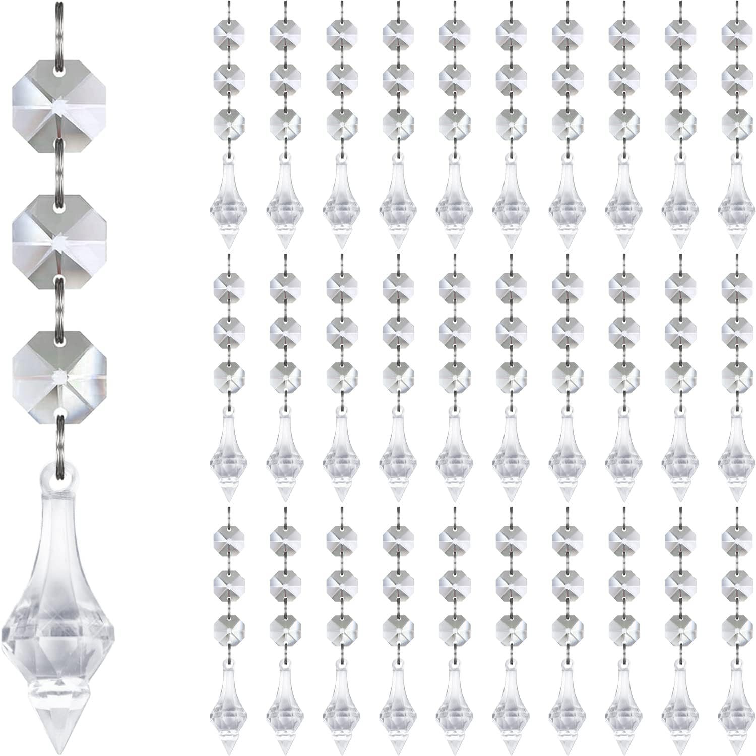 Juego de 30 cuentas acrílicas puntiagudas en forma de gota de agua.