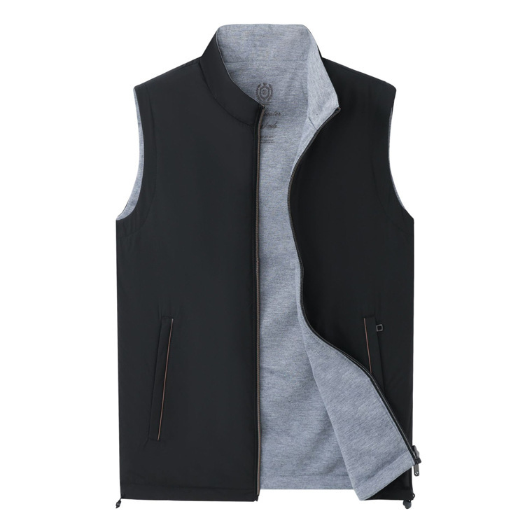 High-end boutique men's stand collar Paul vest men's new loose plus size casual double-sided waistcoat simple vest