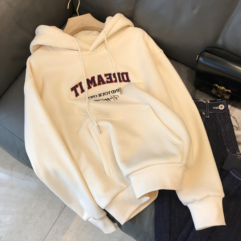 Sudadera para mujer, nueva colección primavera-otoño 2026, diseño de marca de moda, estilo coreano, holgada, elegante, con forro polar, sudadera con capucha de exportación.