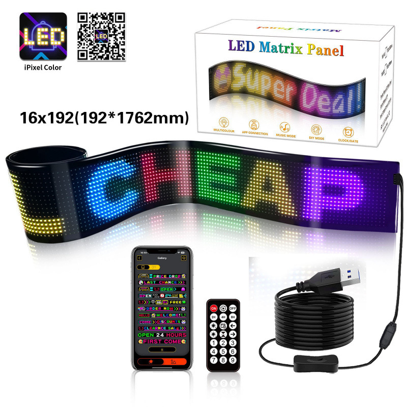 Nuevos productos de pantalla blanda de automóvil usb de automóvil pantalla de publicidad flexible LEDAPP pantalla inteligente Bluetooth ventana de ventana pantalla a color completo