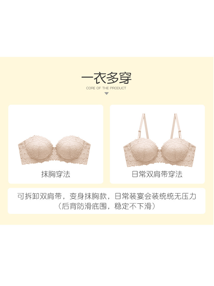 Comercio exterior de exportación clásico media taza chica encaje pequeño pecho push up ropa interior de algodón puro taza no vacía sujetador de doble hebilla transfronteriza
