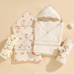 4 Layers Crepe Wrap Blanket Soft Skin Contact Newborn Baby Wrap Single Children's Bath Towel Absorbent Caped Cape 