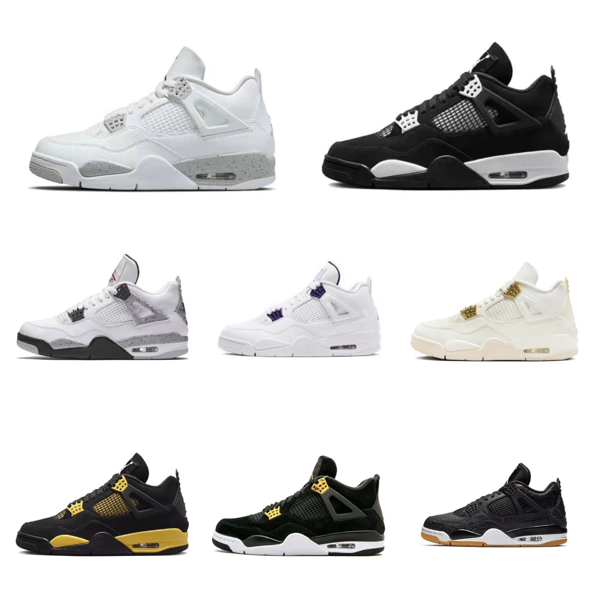 Putian Chunyuan AJ4 negro rojo blanco cemento gran París cojín de aire zapatos de baloncesto antideslizantes resistentes al desgaste zapatos para hombres y mujeres zapatos deportivos Joe 4