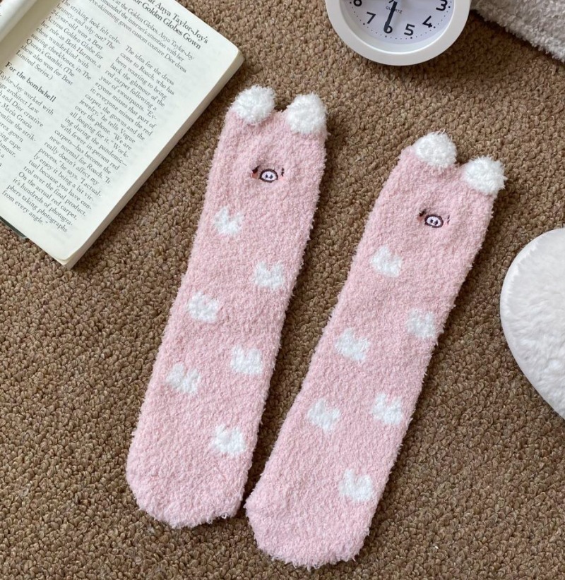 Calcetines de Piso de Felpa Media Caña de Poliéster Cálidos y Absorbentes para Casa image 8