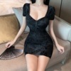 Deep V-neck slim fit skirt with buttocks， foot bath technician work uniform
