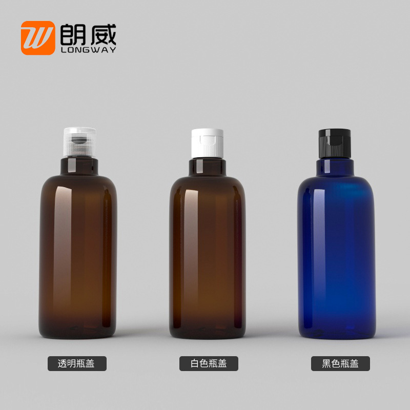 500ml cilíndrico de cuello largo Flip botella de champú botella de plástico para mascotas botella de loción sub-embalaje material de embalaje Flip cover botella