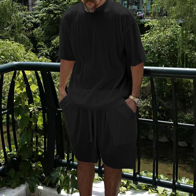 Men's Cooling Athletic Short Sleeve T-Shirt & Shorts Set - Breathable Loose Fit Summer Sportswear_viptrois.com