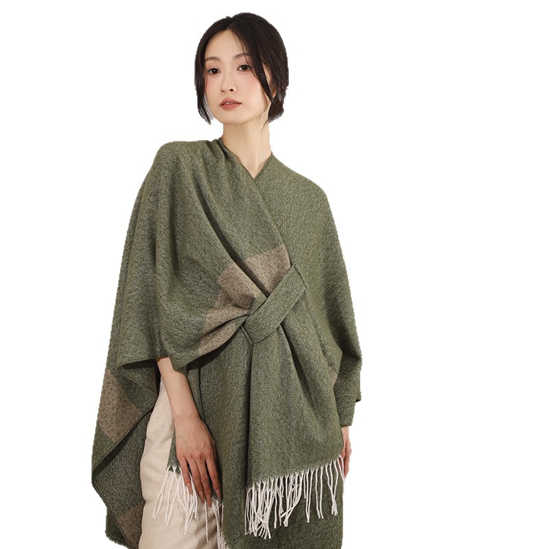 Transfronterizo Amazon Gradient Chale Plaid Abrigo Otoño Invierno Mantras Calentamiento Ribbon