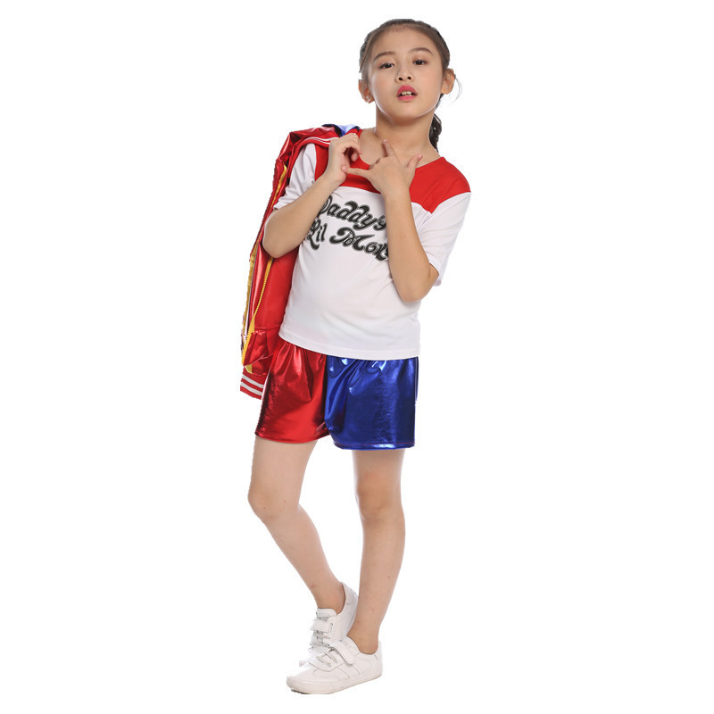 自殺チームのハリー・クラインsuicide squadの醜い女の子の子供のプリントのフルセットのコスプレ服|undefined