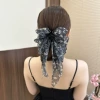 68# New Black Floral Streamer Clip