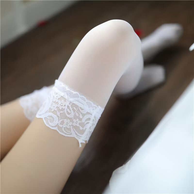 Sexy Lingerie for Women, One-Piece Sexy Transparent Lace Stockings, High Stockings, European and American Hand-Tear Lace Stockings for Women