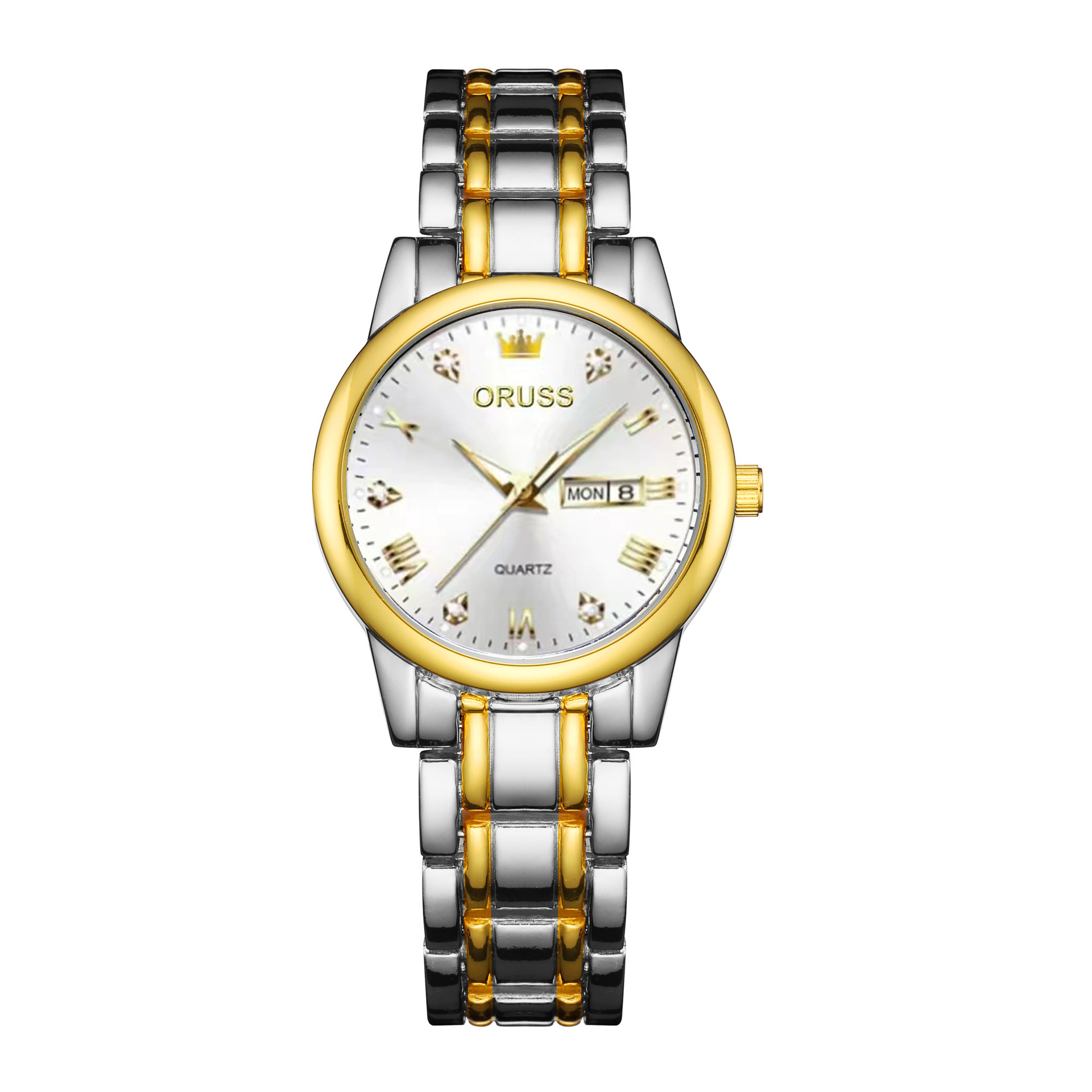 크라운 모델 - 골드 벨트 여성용 화이트 페이스 [여성 시계]