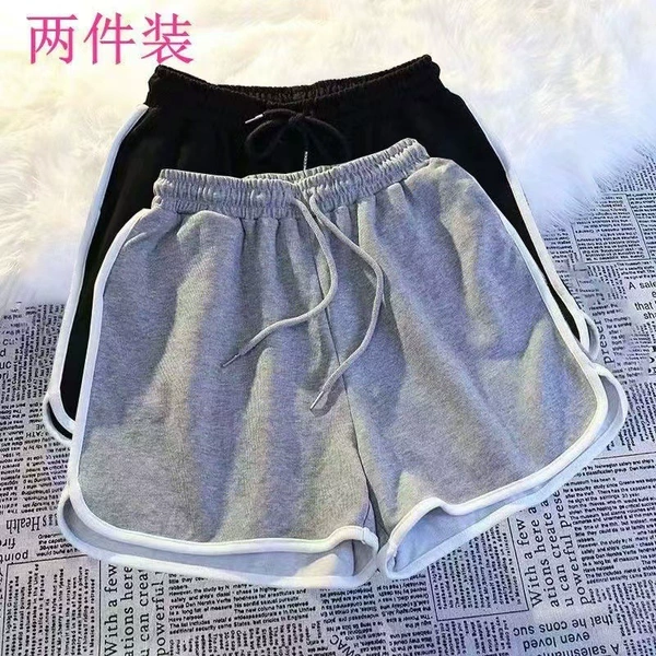#grey+black [horizontal bar/with rope] three-quarter pants