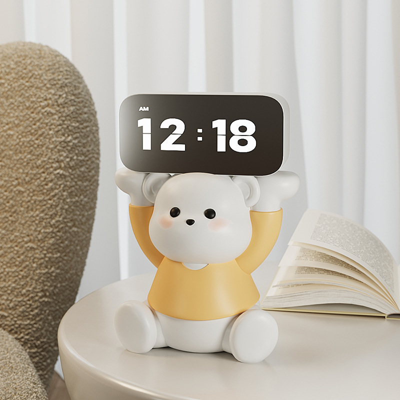 Crema de viento oso decoración de reloj despertador sala de estar dormitorio decoración de escritorio reloj reloj de escritorio creativo de escritorio