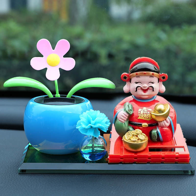 Solar God of Wealth Car Ornaments Shaking Head God of Wealth Car Interior Decorations Nodding God of Wealth Home Fortune Ornaments