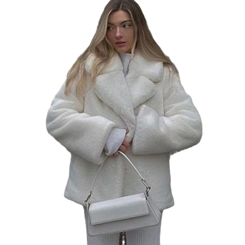 Toamnă-iarnă pentru femei, haină de iepure medie-lungă, groasă și călduroasă, moale și pufoasă, haină de blană ecologică_voghion.com