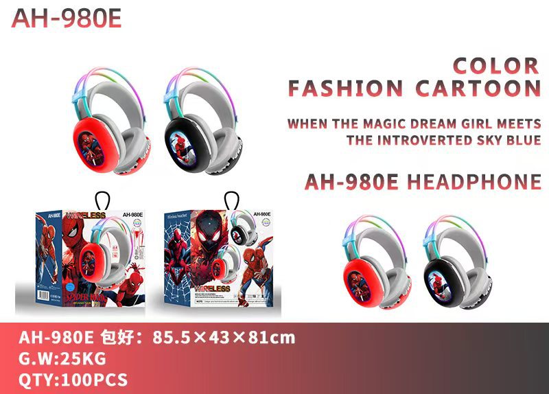 Comercio exterior nuevo AH - 908E auriculares estéreo de dibujos animados Spiderman simple y lindo RGB image 6