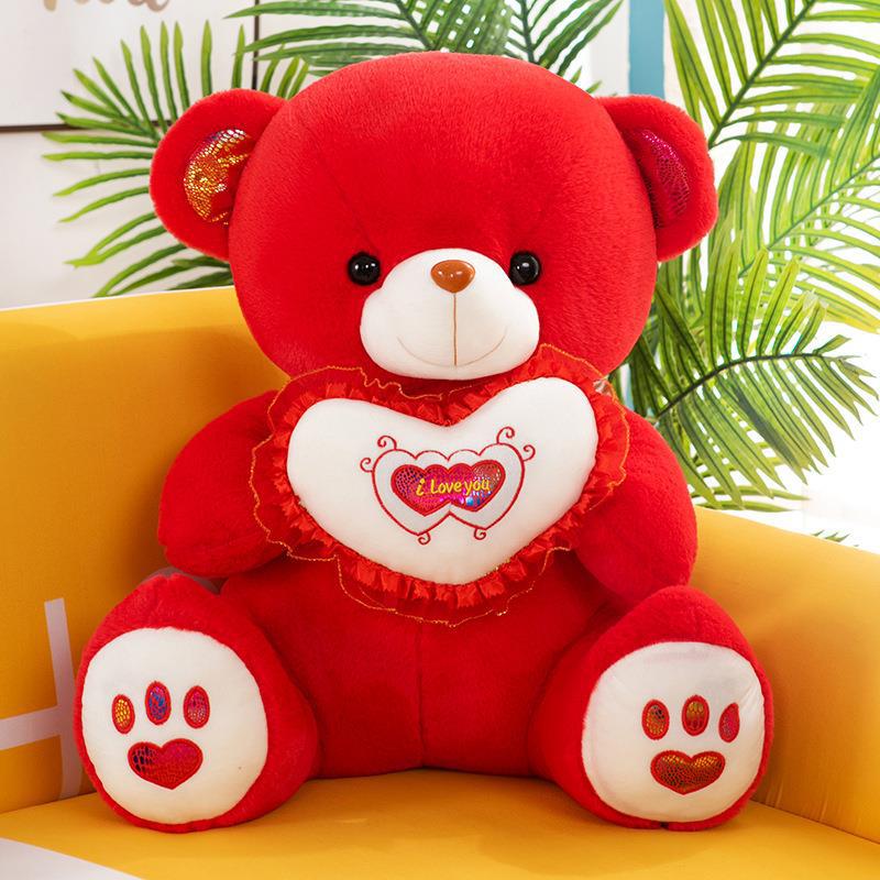 Corazón abrazando luminoso oso de peluche muñeca de peluche de juguete almohada niña niños regalo oso de peluche transfronterizo al por mayor