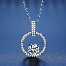 s925纯银莫桑石项链轻奢小众设计挂锁圆环锁骨链时尚百搭吊坠颈链