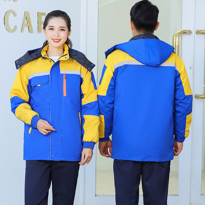 冬の綿服労働保護作業服は防寒服の綿入れのコートを取り外して耐摩耗性のある男性が綿入れを厚くしてカスタマイズすることができる|undefined