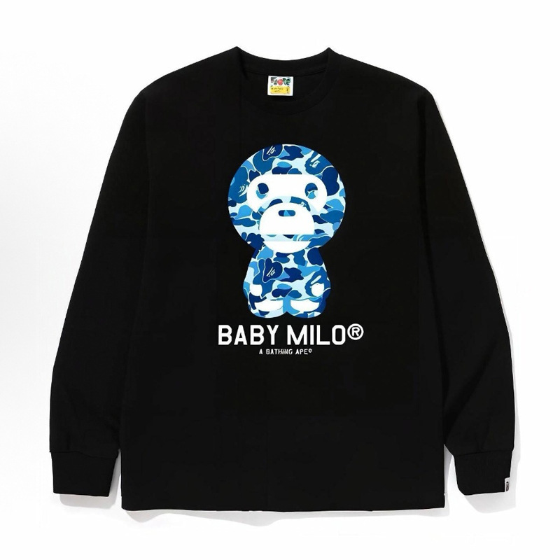 Cross-Border Supply Export Wholesale Trendy Brand Bape Ape Head Long-Sleeved T-Shirt Heavyweight Shark Top Bottoming T-Shirt 1
