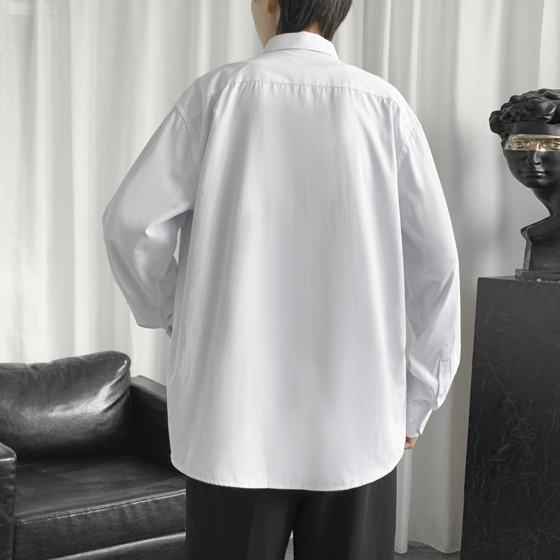 Dk japonés uniforme de manga larga camisa blanca de los hombres primavera estilo coreano moda suelta más tamaño color sólido Harajuku estilo camisa