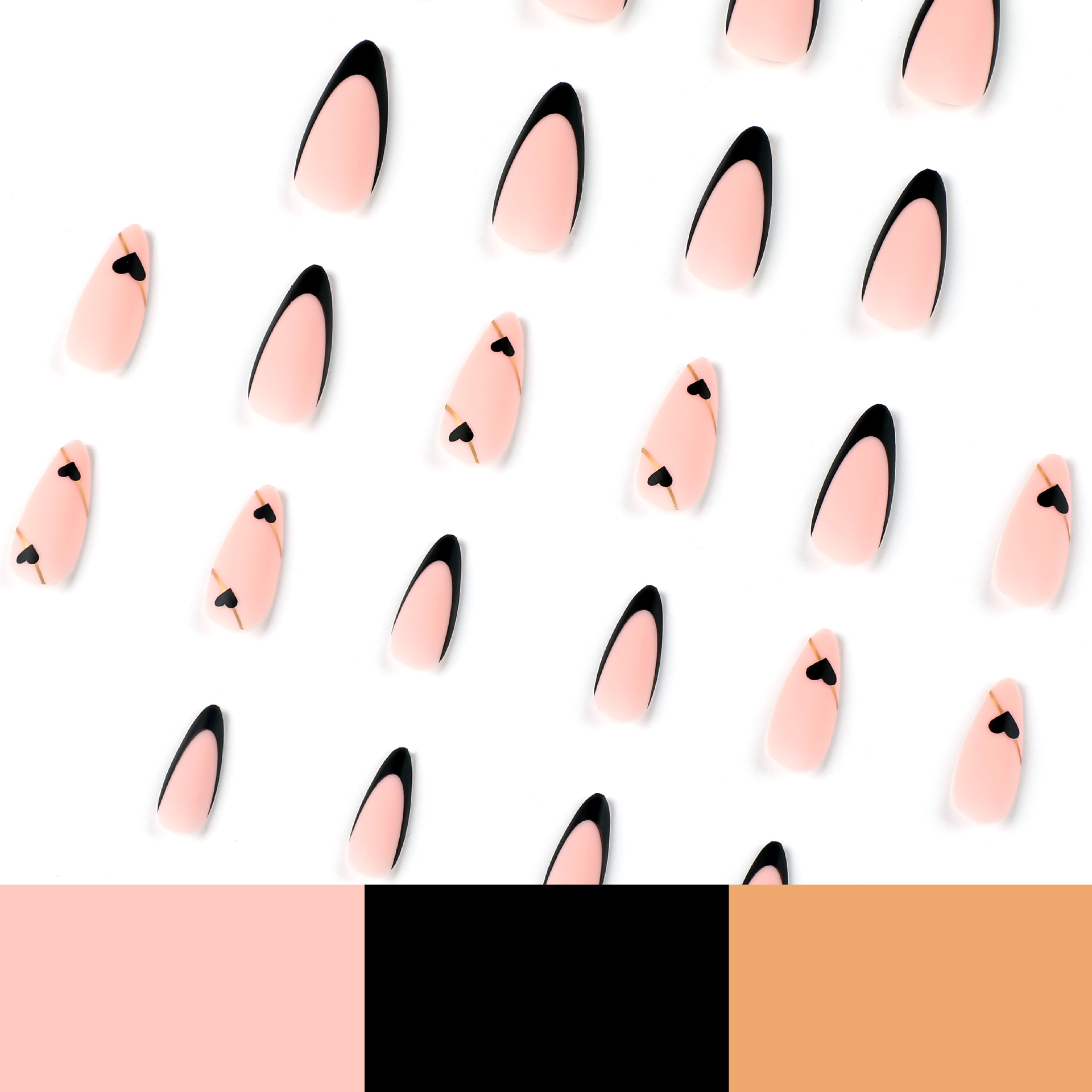 Desgaste pieza de uñas esmerilado negro francés amor oro hilo desgaste de uñas dulce fresco pieza de uñas acabado desmontable Avanzada