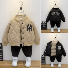 外贸男童深秋款外套韩版薄款帅气宝宝夹棉加厚棒球服儿童轻薄棉服