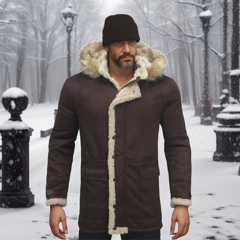 2024 Winter New Product: Leather and Fur Integrated Men's Coat, Thickened Suede Jacket_voghion.com